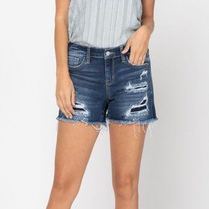 Mid-Rise Patch Cut Off Shorts